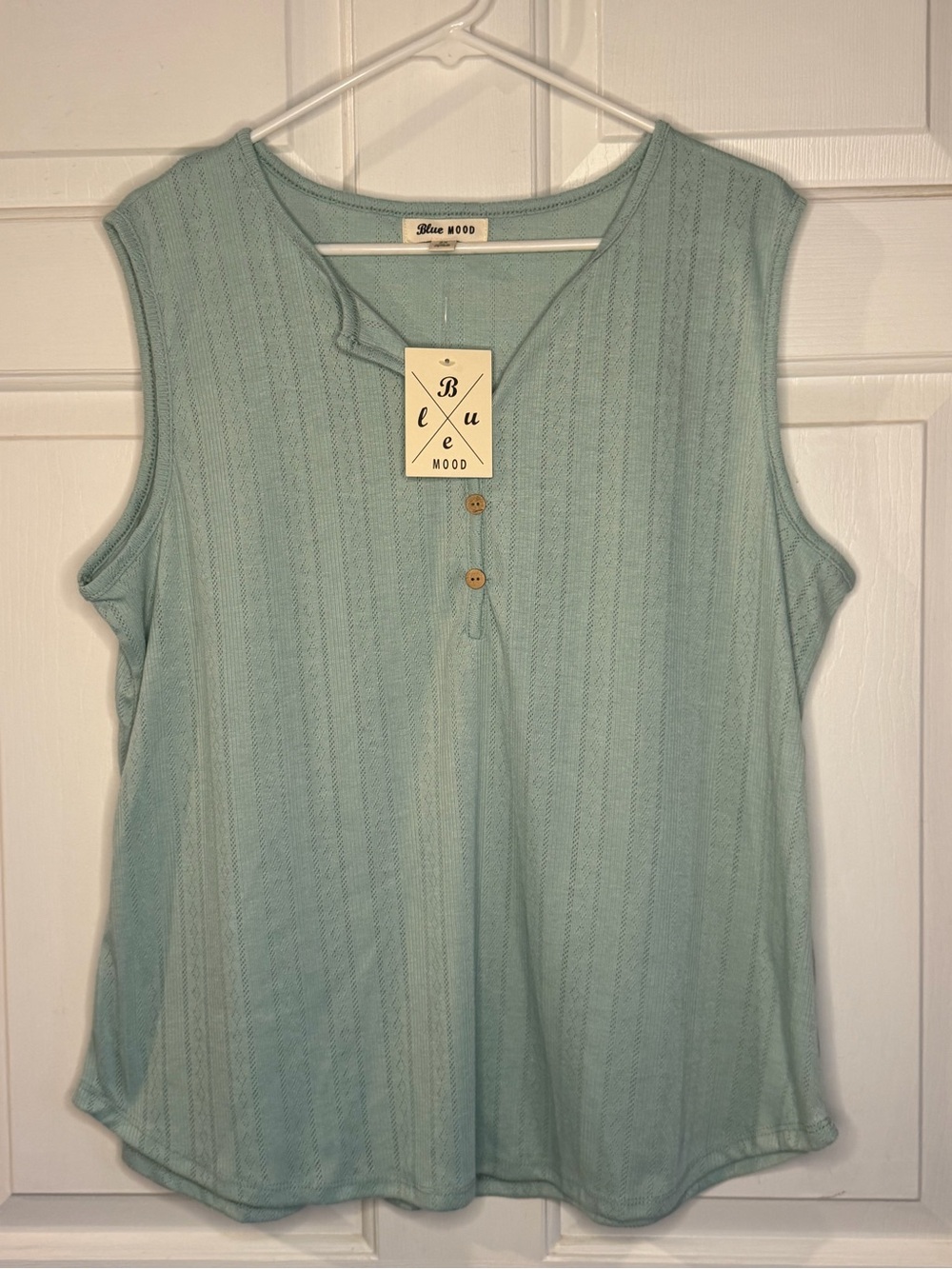 Blue Mood Seafoam Knit Henley Tank